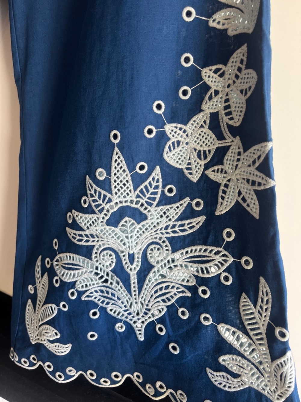 FARM Rio x Anthropologie Blue Embroidered Wide-Leg Pants Size Medium NWT - Picture 9 of 15